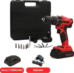 Kibani Accu Boormachine 18V - 1300mAh Accu - Inclusief Boren En Schroefbitset