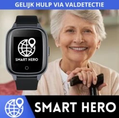 Persoonlijk Alarm Horloge Voor Ouderen - SOS KNOP - Valdetectie - Alarm Horloge Senioren - Hartslag & Bloeddruk - SpO2 - Medicatie Alarm - Persoonsalarm - GPS Horloge Senior - Smartwatch Voor Ouderen - Persoonlijke Alarmen - App En Simkaart
