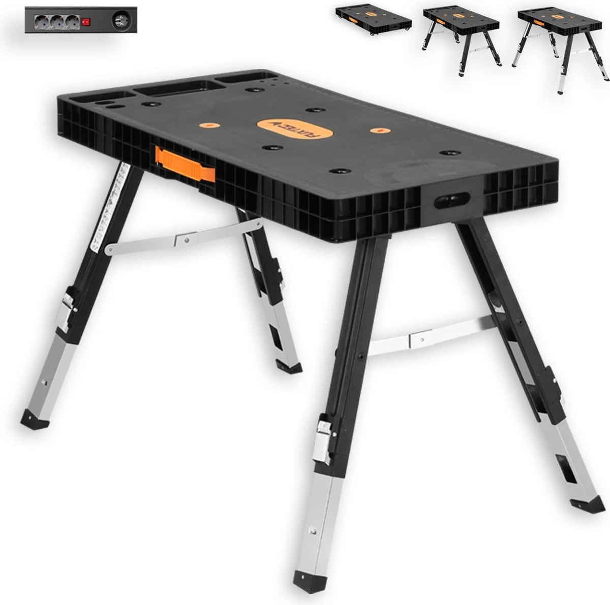 FUXTEC Werkbank - 5in1 - Universele Werkbank, Werkplatform, Steiger, Zaagbok, Transportrol En Werkplaatsrolbord In één - FX-WB 1 FUXTEC Werkbank - 5in1 - Universele Werkbank, Werkplatform, Steiger, Zaagbok, Transportrol En Werkplaatsrolbord In één - FX-WB