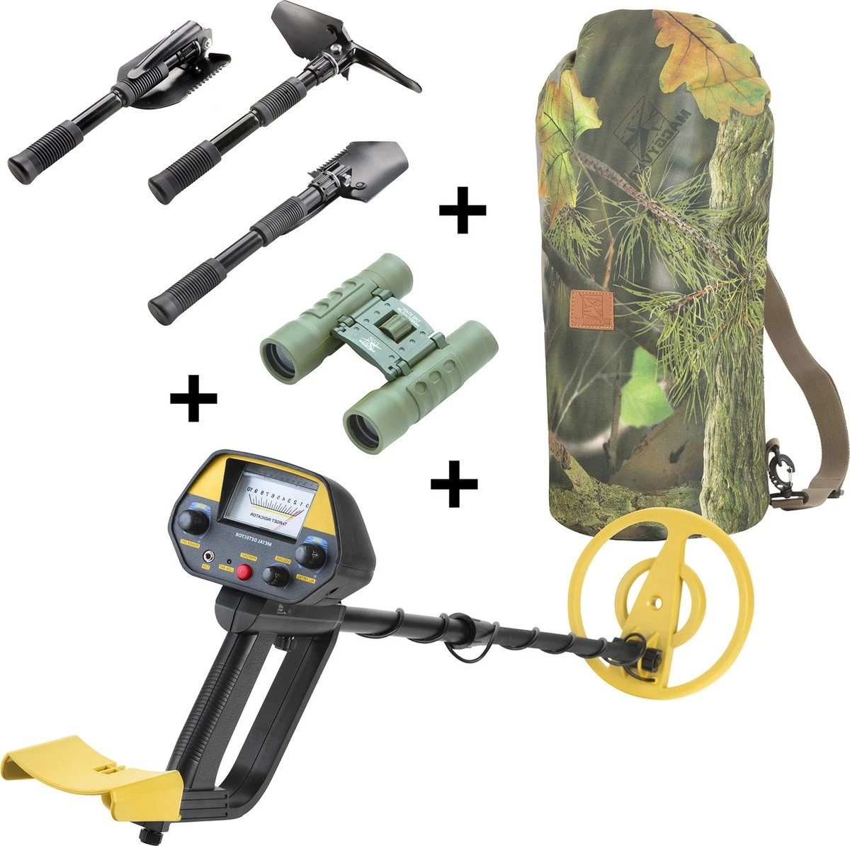MacGyver 4-delige Metaaldetector Set – Detectie Apparaat Met Unieke Pinpointer – 10x25 Verrekijker – Schep Pikhouweelset – Waterdichte DryBag Backpack 1 MacGyver 4-delige Metaaldetector Set – Detectie Apparaat Met Unieke Pinpointer – 10x25 Verrekijker – Schep Pikhouweelset – Waterdichte DryBag Backpack