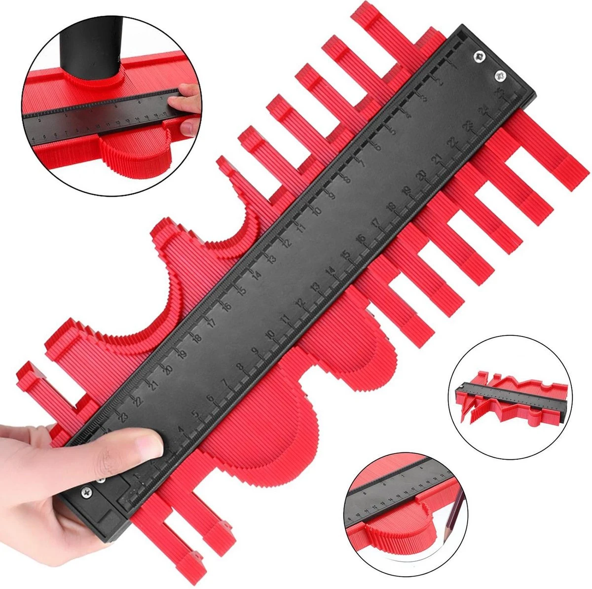 Merkloos A+ Aftekenhulp - Contourmal - Profielmal - Meetgereedschap - Profielmeter - 25CM - Schuifmaat ROOD 6 Merkloos A+ Aftekenhulp - Contourmal - Profielmal - Meetgereedschap - Profielmeter - 25CM - Schuifmaat ROOD - Afbeelding 6