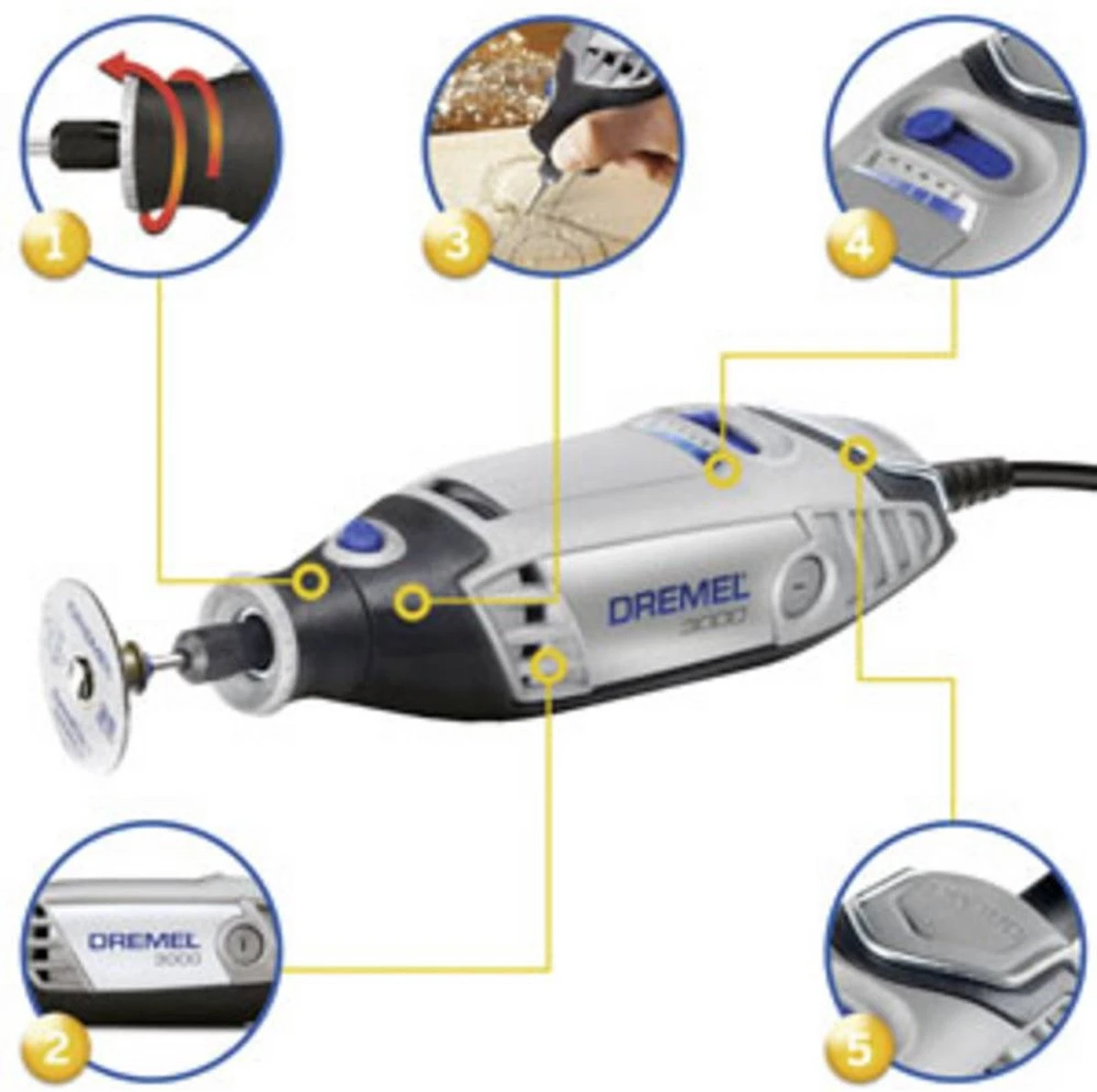 Dremel 3000 Multitool - Roterend - 130 W - Met 15 Accessoires En Etui 2 Dremel 3000 Multitool - Roterend - 130 W - Met 15 Accessoires En Etui - Afbeelding 2