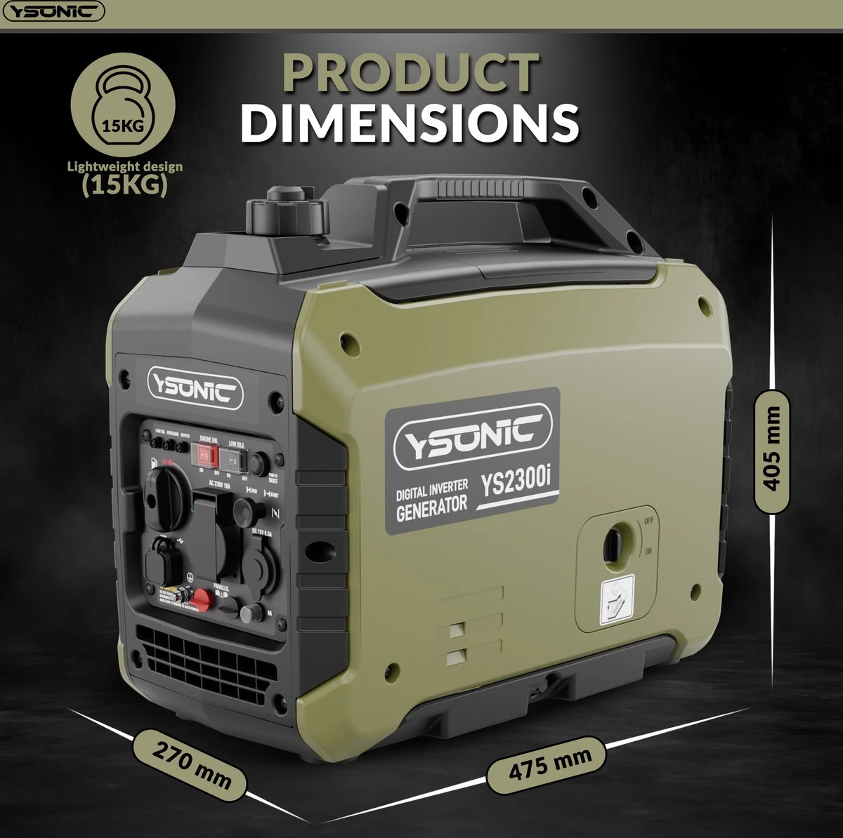 YSONIC YS2300i Inverter Generator - 2KW - 230V - USB - Autolader En Parallel Poort - Fluisterstil 58 DB -Olie En Overload Alarm 2 YSONIC YS2300i Inverter Generator - 2KW - 230V - USB - Autolader En Parallel Poort - Fluisterstil 58 DB -Olie En Overload Alarm - Afbeelding 2