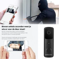 George Napoli Video Deurbel Full HD 1080P - Draadloze Deurbel – Deurbel Met Camera - WiFi Deurbel - Infrarood - Oplaadbaar - Met Gong - Zwart -Makita || Merkloos || Stanley Verkoopwinkel 1200x1194 41