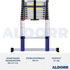 ALDORR Home - Telescoopladder 3,20 Meter - Met Stabilisatievoet En Soft Closing -Makita || Merkloos || Stanley Verkoopwinkel 1200x1195 9