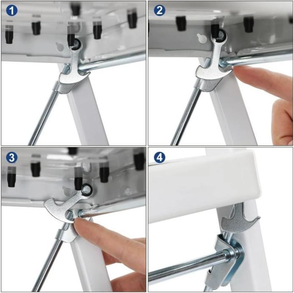 Songmics Nancy's Huishoudtrap - Huishoudladder Met 3 Treden - Inklapbaar - 150KG Draagvermogen 6 Songmics Nancy's Huishoudtrap - Huishoudladder Met 3 Treden - Inklapbaar - 150KG Draagvermogen - Afbeelding 6
