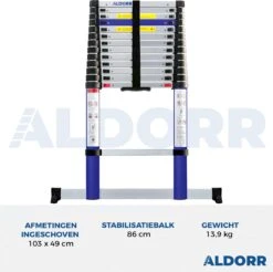 ALDORR Home - Telescoopladder 4,40 Meter - Met Stabilisatievoet En Soft Closing 14 ALDORR Home - Telescoopladder 4,40 Meter - Met Stabilisatievoet En Soft Closing -Makita || Merkloos || Stanley Verkoopwinkel 1200x1197 16