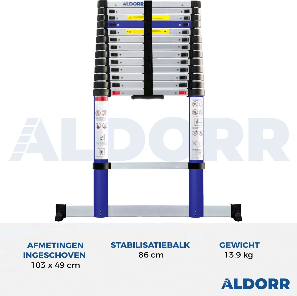 ALDORR Home - Telescoopladder 4,40 Meter - Met Stabilisatievoet En Soft Closing 6 ALDORR Home - Telescoopladder 4,40 Meter - Met Stabilisatievoet En Soft Closing - Afbeelding 6