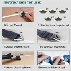 3 In 1 Siliconen Voegmiddel Troffel Schraper Verwijderaar Siliconen Kitgereedschap 3 In 1 Kit Schraper - Kit Tool - Kit Spatel - Siliconen Verwijderaar - Kit Mes - Kit Verwijderen - Kitschraper - Kit Afwerking- Complete Set - Afstrijkrubbers -Makita || Merkloos || Stanley Verkoopwinkel 1200x1197 4