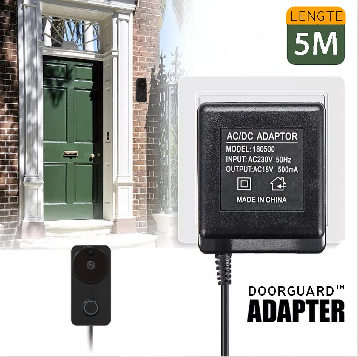 Doorguard Video Deurbel Adapter - 18v 5m - Voor Doorguard XS, Ring, Eken, Nest Hello - Werkt Ook Op Honeywell Thermostaat, Nest Thermostaat 6 Doorguard Video Deurbel Adapter - 18v 5m - Voor Doorguard XS, Ring, Eken, Nest Hello - Werkt Ook Op Honeywell Thermostaat, Nest Thermostaat - Afbeelding 6