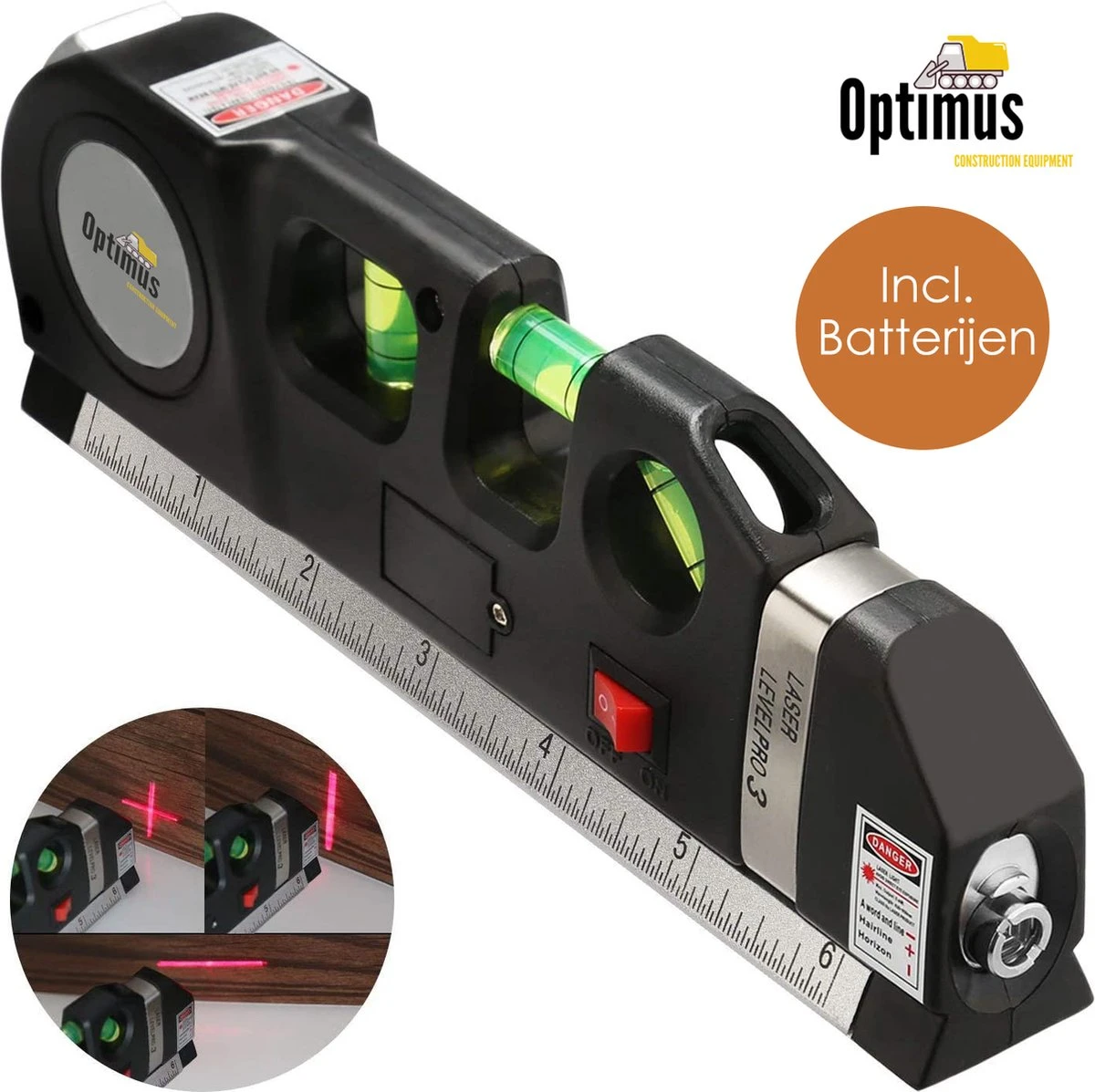 Optimus Professionele 4-in-1 Laser Waterpas - Incl. Batterij - Kruislijnlaser - Lijnlaser Waterpas - Zelfnivellerende - Rolmaat, Liniaal & Waterpas 1 Optimus Professionele 4-in-1 Laser Waterpas - Incl. Batterij - Kruislijnlaser - Lijnlaser Waterpas - Zelfnivellerende - Rolmaat, Liniaal & Waterpas