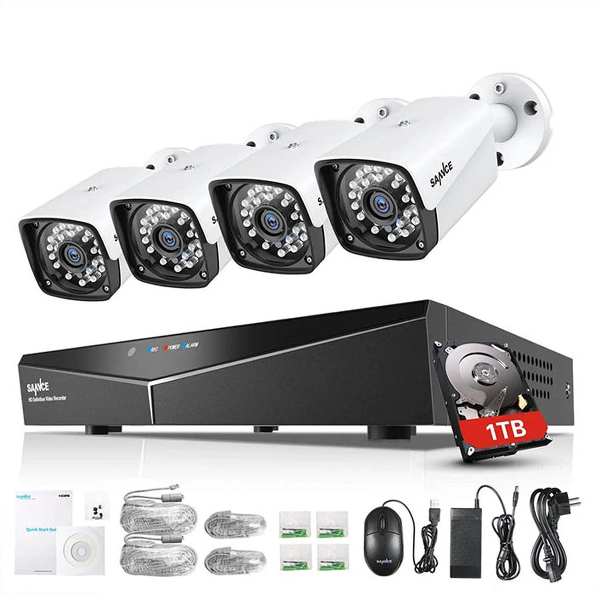 SANNCE POE CCTV Camera Systeem Voor Thuis En Op Kantoor 4CH XPOE - Netwerk Video Recorder Met 1TB Harde Schijf - 4X 2.0MP Metalen IP-camera Voor Binnen En Buiten - Mobiele Toegang Met APP-waarschuwing 1 SANNCE POE CCTV Camera Systeem Voor Thuis En Op Kantoor 4CH XPOE - Netwerk Video Recorder Met 1TB Harde Schijf - 4X 2.0MP Metalen IP-camera Voor Binnen En Buiten - Mobiele Toegang Met APP-waarschuwing