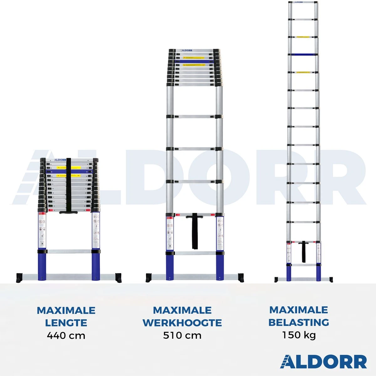 ALDORR Home - Telescoopladder 4,40 Meter - Met Stabilisatievoet En Soft Closing 7 ALDORR Home - Telescoopladder 4,40 Meter - Met Stabilisatievoet En Soft Closing - Afbeelding 7
