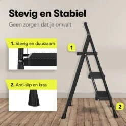 Rune Huishoudtrap 3 Treden - Inklapbare Anti-slip Keukentrap V2 - Compact Design - 104 Cm Hoog - Zwart -Makita || Merkloos || Stanley Verkoopwinkel 1200x1200 1064
