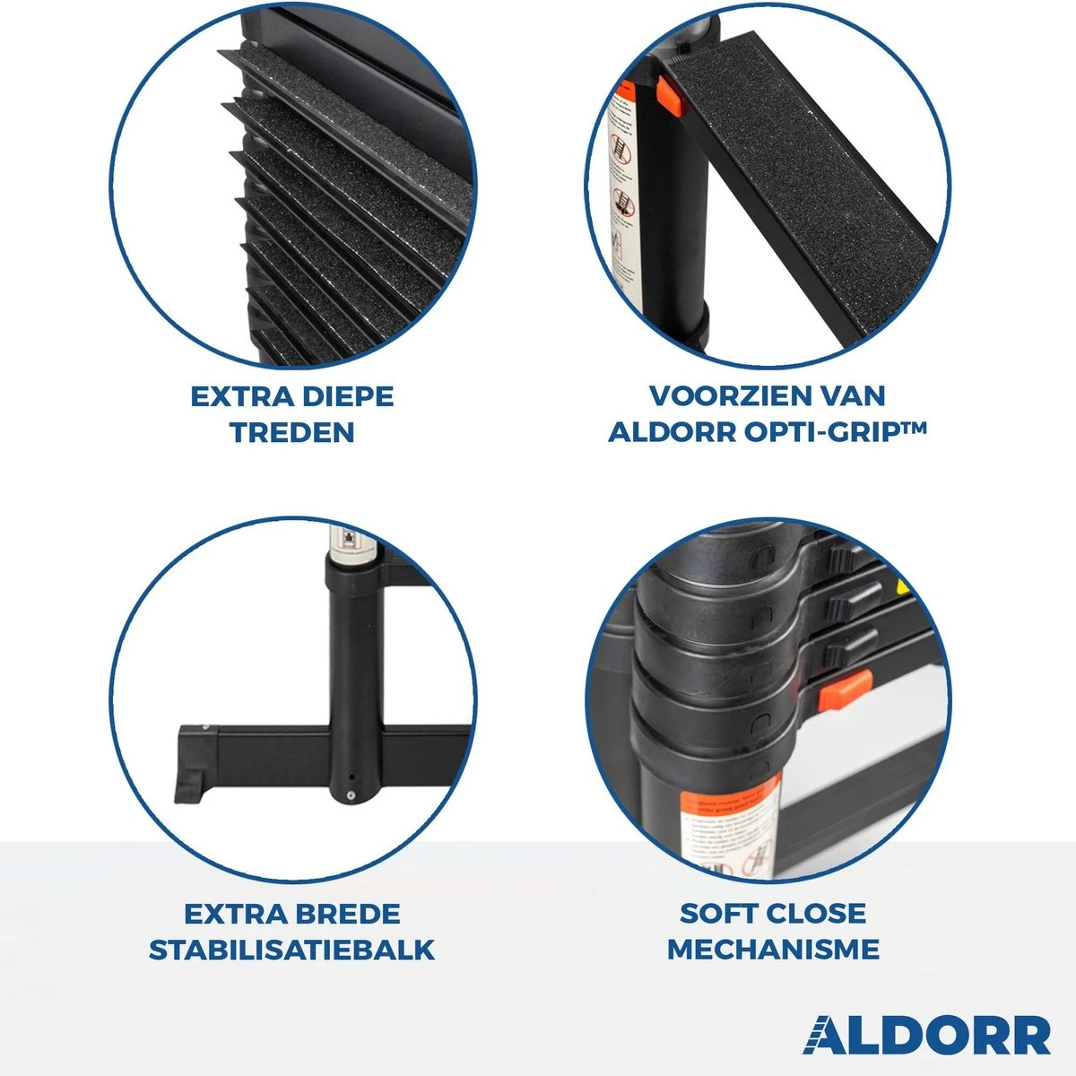 ALDORR Professional - Telescoopladder 4,40 Meter - Met Optigrip™ En Extra Brede Treden 2 ALDORR Professional - Telescoopladder 4,40 Meter - Met Optigrip™ En Extra Brede Treden - Afbeelding 2