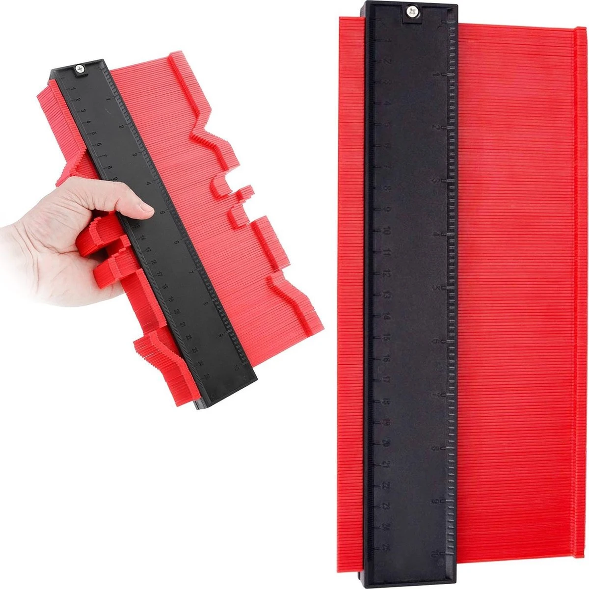 Merkloos A+ Aftekenhulp - Contourmal - Profielmal - Meetgereedschap - Profielmeter - 25CM - Schuifmaat ROOD 1 Merkloos A+ Aftekenhulp - Contourmal - Profielmal - Meetgereedschap - Profielmeter - 25CM - Schuifmaat ROOD