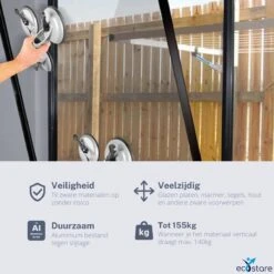 Professionele Aluminium Zuignap - Glasdrager - Glasplaatdrager - Tegelzuignap - Drie Zuignappen - 155 Kg -Makita || Merkloos || Stanley Verkoopwinkel 1200x1200 12