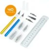 Scalpel Mesjes Set - 43 Delige Hobbymes Set - 1 Liniaal Staal / 2 Scalpels / 40 Reserve Scalpel Mesjes