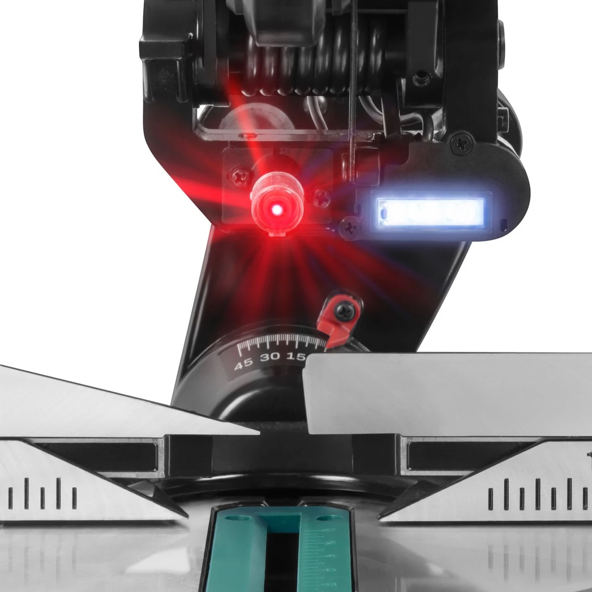 VONROC PRO Afkortzaag - Kapzaag - Verstekzaag – 2200W - Ø255mm – Zaagt Hout, Kunststof En Metaal – Instelbare Snelheid – Zaagcapaciteit 340mm –Verstelbare Tafelverbreders – Trekfunctie – Kantelbaar – Lengtestop - Incl. Zaagblad, Laser & LED 5 VONROC PRO Afkortzaag - Kapzaag - Verstekzaag – 2200W - Ø255mm – Zaagt Hout, Kunststof En Metaal – Instelbare Snelheid – Zaagcapaciteit 340mm –Verstelbare Tafelverbreders – Trekfunctie – Kantelbaar – Lengtestop - Incl. Zaagblad, Laser & LED - Afbeelding 5