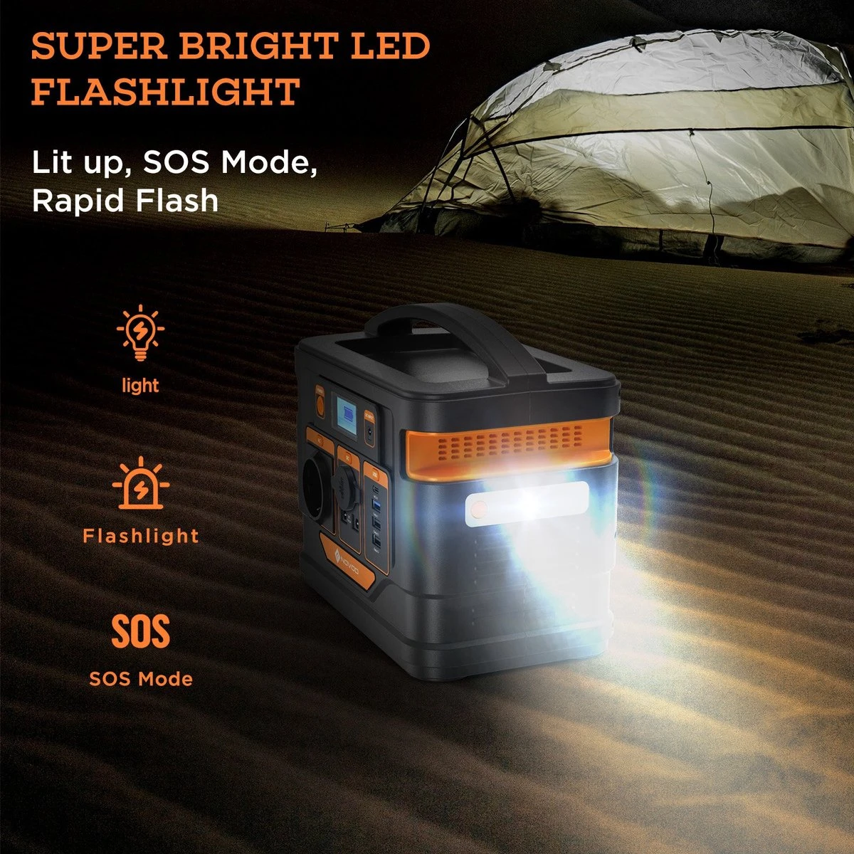 NOVOO Powerstation - Max 450 Watt Output- 80000mAh - AC - USB-C - PD - DC 12V - 3*USB Uitgang 6 NOVOO Powerstation - Max 450 Watt Output- 80000mAh - AC - USB-C - PD - DC 12V - 3*USB Uitgang - Afbeelding 6