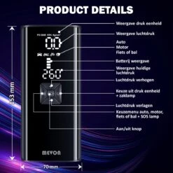 MEVON - Multifunctionele Compressor - Fietspomp - Elektrische Draagbare Bandenpomp - Luchtcompressor - 8000mAh Accu -Makita || Merkloos || Stanley Verkoopwinkel 1200x1200 1453