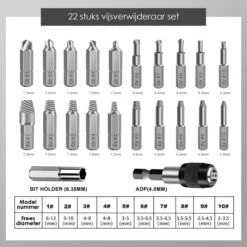 Novalits - Professionele Bit- & Borensets - Schroefverwijderset - 22-delig - HSS Materiaal - Schroefverwijderaar - Uitboorset - Borenset - Schroefbitset - Linkse Tap - Bitset - Metaalborenset - Draadtapset - Versleten Schroeven & Bouten Verwijderen -Makita || Merkloos || Stanley Verkoopwinkel 1200x1200 1493