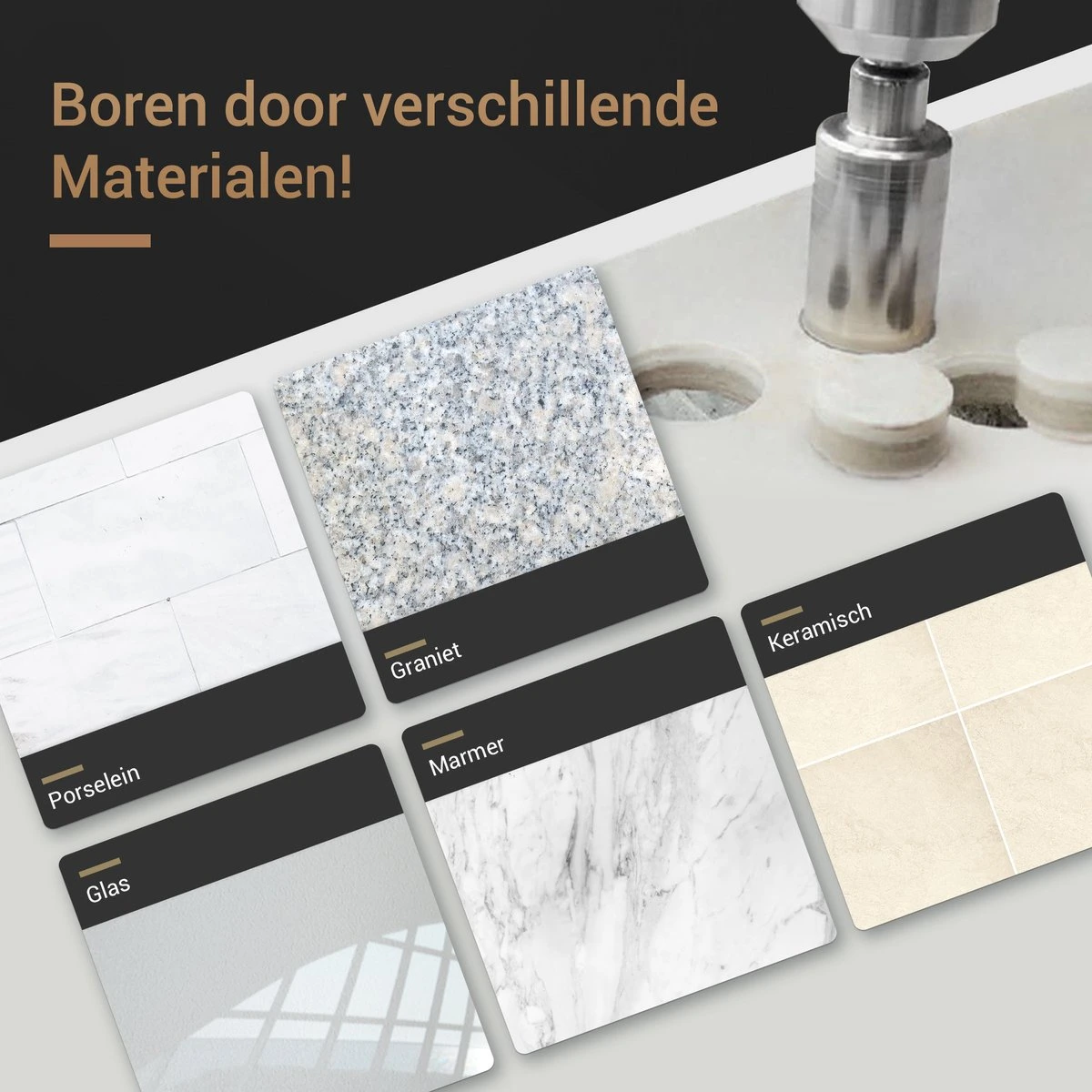 Breskol Tegelboren - Diamantboren + Boorgeleider + 70mm + 75mm Gaten Boorset - Boren - Diamant Boor Geleider - Diamantboor - Diamantborenset - Tegelboren 5 Breskol Tegelboren - Diamantboren + Boorgeleider + 70mm + 75mm Gaten Boorset - Boren - Diamant Boor Geleider - Diamantboor - Diamantborenset - Tegelboren - Afbeelding 5