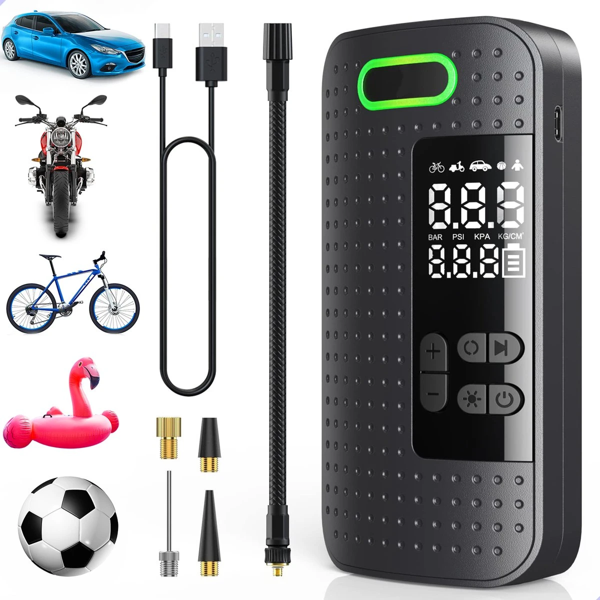 Westhome Luchtcompressor Bandenpomp - Elektrische Fietspomp- 5-in-1 - Zwart 1 Westhome Luchtcompressor Bandenpomp - Elektrische Fietspomp- 5-in-1 - Zwart