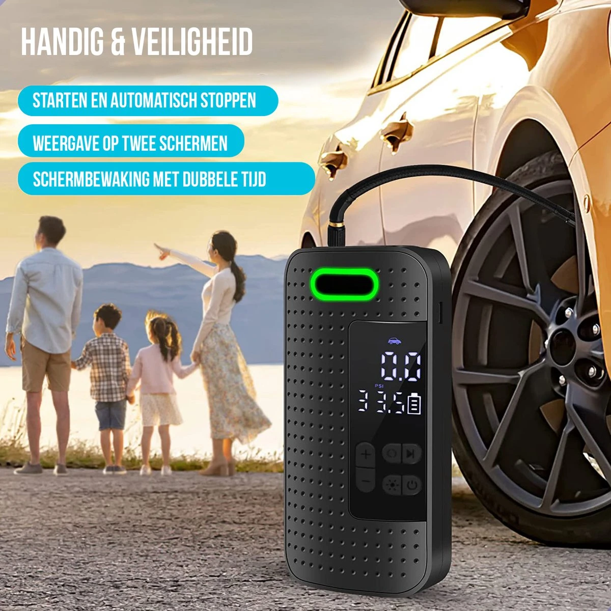 Westhome Luchtcompressor Bandenpomp - Elektrische Fietspomp- 5-in-1 - Zwart 4 Westhome Luchtcompressor Bandenpomp - Elektrische Fietspomp- 5-in-1 - Zwart - Afbeelding 4