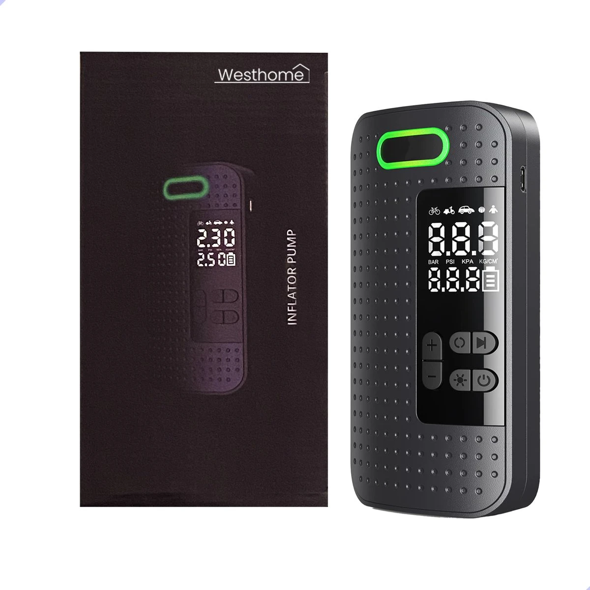 Westhome Luchtcompressor Bandenpomp - Elektrische Fietspomp- 5-in-1 - Zwart 9 Westhome Luchtcompressor Bandenpomp - Elektrische Fietspomp- 5-in-1 - Zwart - Afbeelding 9
