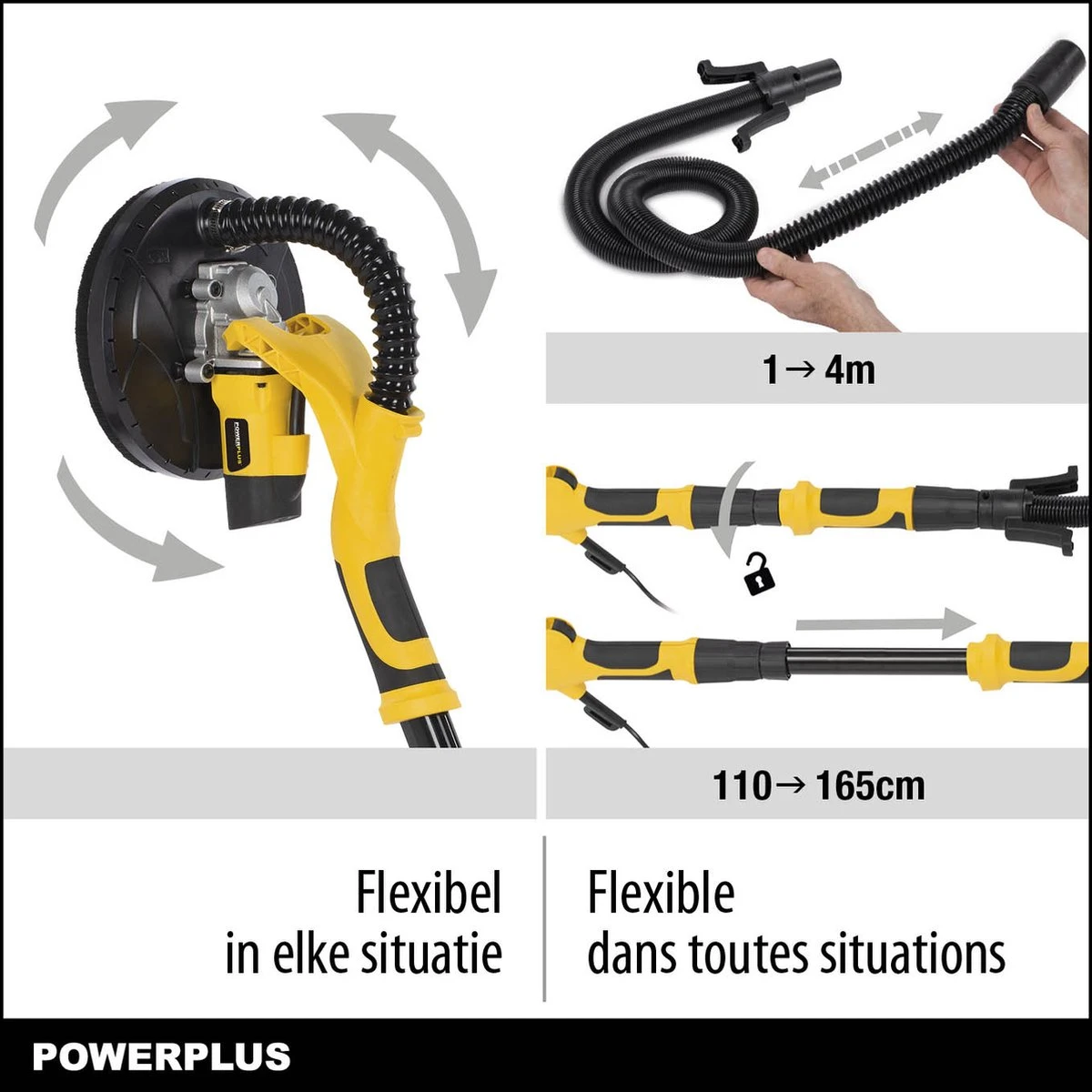 Powerplus POWX04761 Telescopische Langnekschuurmachine - 710W - Ø225mm - Incl. 6x Schuurpapier - Voor Plafond En Muur 2 Powerplus POWX04761 Telescopische Langnekschuurmachine - 710W - Ø225mm - Incl. 6x Schuurpapier - Voor Plafond En Muur - Afbeelding 2