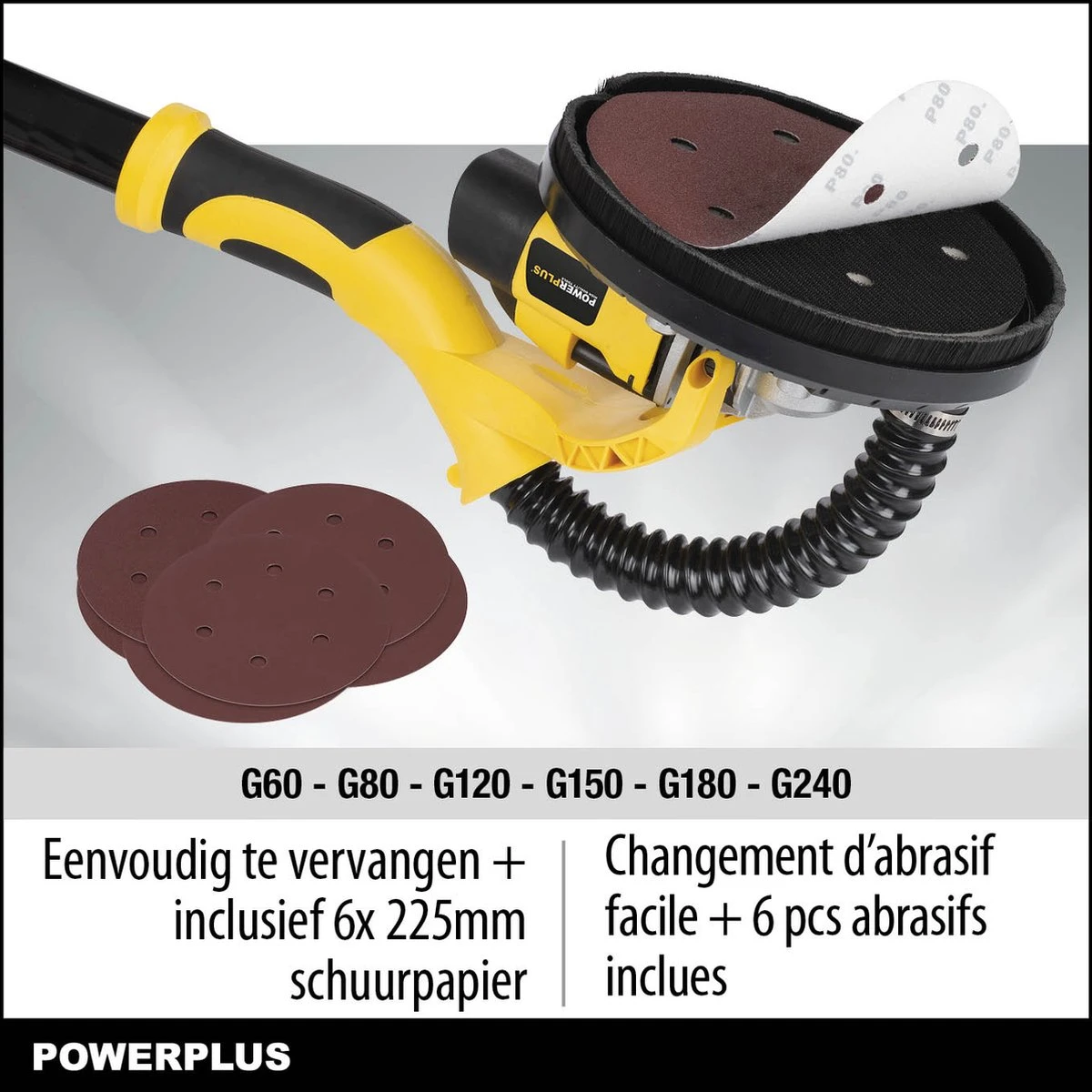 Powerplus POWX04761 Telescopische Langnekschuurmachine - 710W - Ø225mm - Incl. 6x Schuurpapier - Voor Plafond En Muur 3 Powerplus POWX04761 Telescopische Langnekschuurmachine - 710W - Ø225mm - Incl. 6x Schuurpapier - Voor Plafond En Muur - Afbeelding 3