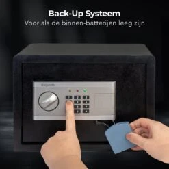 LifeGoods Elektronische Kluis - Cijferslot - Sleutel - Muurbevestiging - 4,3cm Deur - 130dB Alarm - 8L - 31x20x20cm - 4,5KG - Staal - Zwart -Makita || Merkloos || Stanley Verkoopwinkel 1200x1200 2310