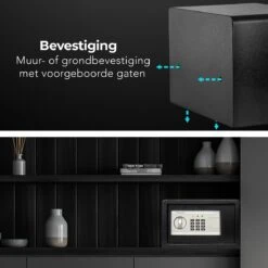 LifeGoods Elektronische Kluis - Cijferslot - Sleutel - Muurbevestiging - 4,3cm Deur - 130dB Alarm - 8L - 31x20x20cm - 4,5KG - Staal - Zwart -Makita || Merkloos || Stanley Verkoopwinkel 1200x1200 2311
