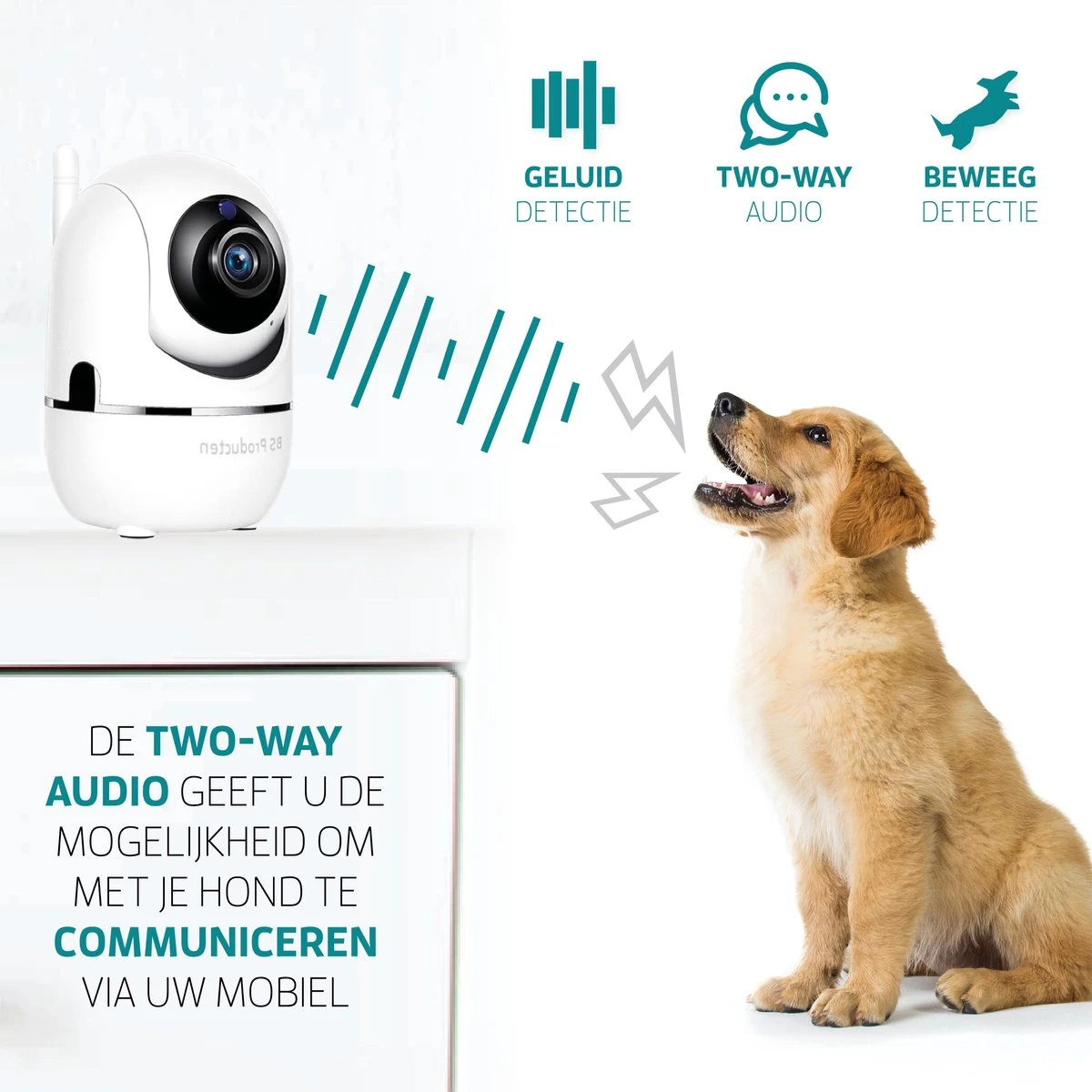 Beveiligingscamera - Huisdiercamera - WiFi - Beweeg En Geluidsdetectie - Werkt Met App - Zwart 5 Beveiligingscamera - Huisdiercamera - WiFi - Beweeg En Geluidsdetectie - Werkt Met App - Zwart - Afbeelding 5