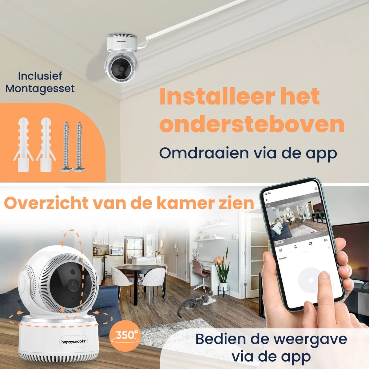 Happysnoots IP Camera 1080p - Huisdiercamera - Wifi Beveiligingscamera - Nachtzicht - Hondencamera 3 Happysnoots IP Camera 1080p - Huisdiercamera - Wifi Beveiligingscamera - Nachtzicht - Hondencamera - Afbeelding 3