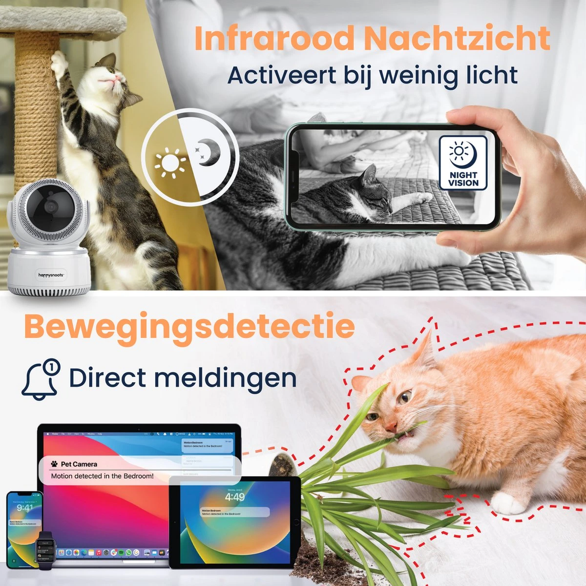 Happysnoots IP Camera 1080p - Huisdiercamera - Wifi Beveiligingscamera - Nachtzicht - Hondencamera 4 Happysnoots IP Camera 1080p - Huisdiercamera - Wifi Beveiligingscamera - Nachtzicht - Hondencamera - Afbeelding 4