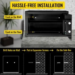 Vevor Kluis Brandwerend - Elektronisch - Cijferslot - Sleutel - Muurbevestiging - 31L - 46x41x27 Cm - 10KG - Staal - Zwart -Makita || Merkloos || Stanley Verkoopwinkel 1200x1200 2524