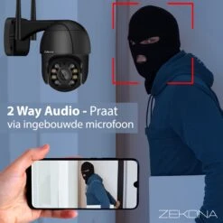 Zekona 20C - Zwart - IP Camera Beveiliging - Buiten - Beveiligingscamera - WiFi 4x Digitale Zoom + 32 GB SD Kaart -Makita || Merkloos || Stanley Verkoopwinkel 1200x1200 2543