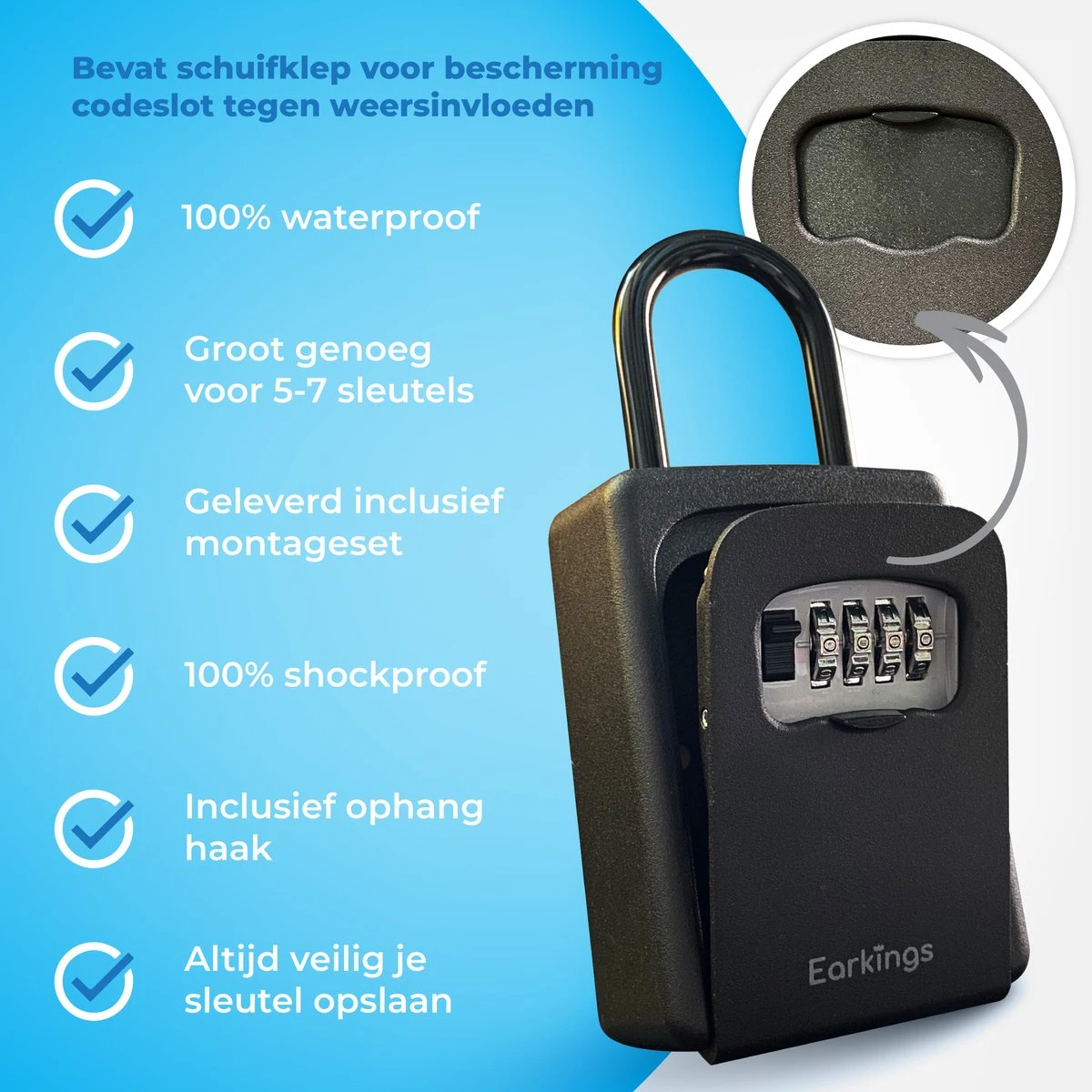 Sleutelkluis Hangslot - Sleutelkluisje Met Code Voor Buiten - Sleutelkastje Met Haak Inclusief Wandmontage - Hangslot Cijferslot Earkings Kluisje Met Cijferslot Zwart 3 Sleutelkluis Hangslot - Sleutelkluisje Met Code Voor Buiten - Sleutelkastje Met Haak Inclusief Wandmontage - Hangslot Cijferslot Earkings Kluisje Met Cijferslot Zwart - Afbeelding 3