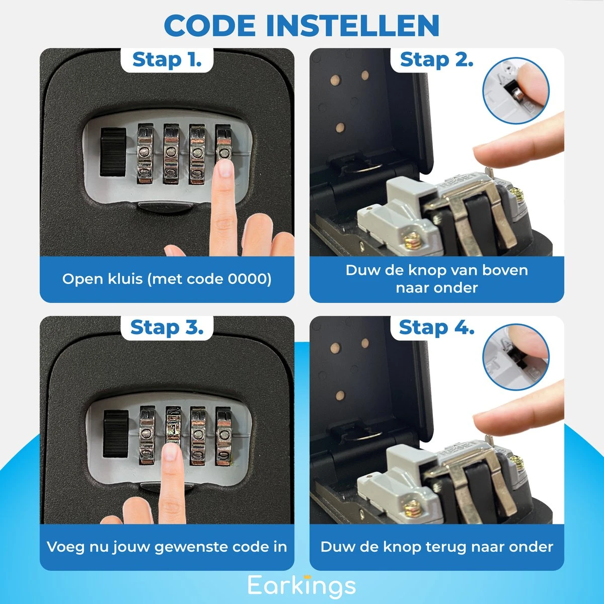Sleutelkluis Hangslot - Sleutelkluisje Met Code Voor Buiten - Sleutelkastje Met Haak Inclusief Wandmontage - Hangslot Cijferslot Earkings Kluisje Met Cijferslot Zwart 4 Sleutelkluis Hangslot - Sleutelkluisje Met Code Voor Buiten - Sleutelkastje Met Haak Inclusief Wandmontage - Hangslot Cijferslot Earkings Kluisje Met Cijferslot Zwart - Afbeelding 4