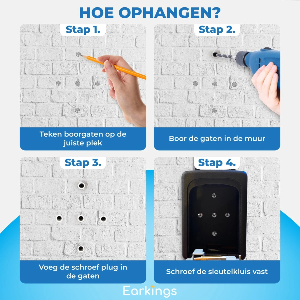 Sleutelkluis Hangslot - Sleutelkluisje Met Code Voor Buiten - Sleutelkastje Met Haak Inclusief Wandmontage - Hangslot Cijferslot Earkings Kluisje Met Cijferslot Zwart 5 Sleutelkluis Hangslot - Sleutelkluisje Met Code Voor Buiten - Sleutelkastje Met Haak Inclusief Wandmontage - Hangslot Cijferslot Earkings Kluisje Met Cijferslot Zwart - Afbeelding 5