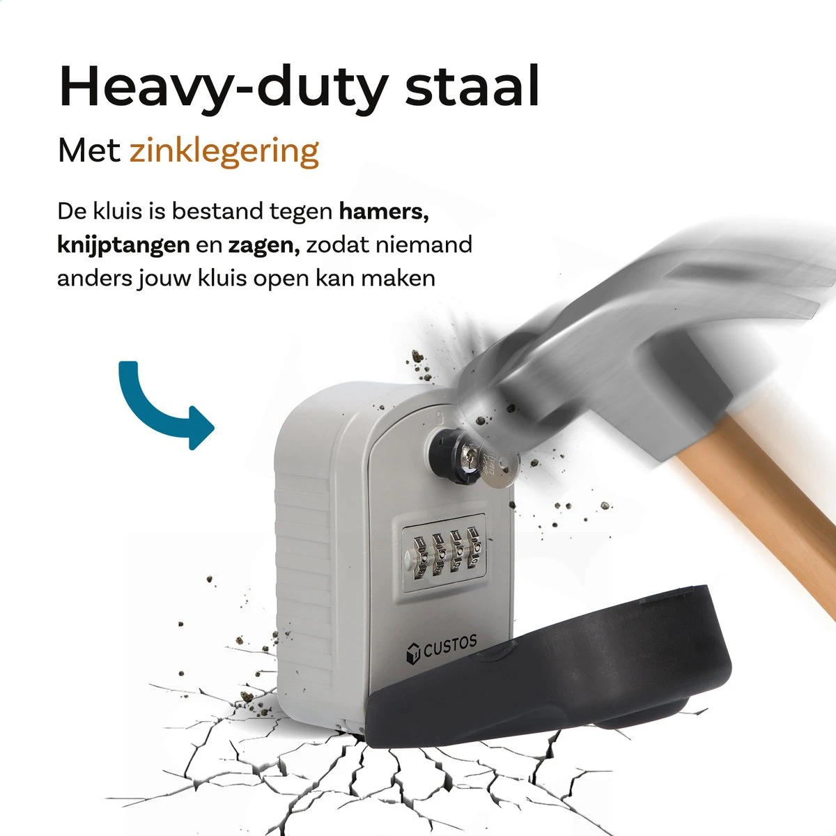 Custos Sleutelkluis Met Noodsleutel - 13.5x8.6x4.7 Cm - Kluisje Met Cijferslot Code - Voor Buiten En Binnen - Sleutelkast Kluis - Waterbestendig - Grijs 5 Custos Sleutelkluis Met Noodsleutel - 13.5x8.6x4.7 Cm - Kluisje Met Cijferslot Code - Voor Buiten En Binnen - Sleutelkast Kluis - Waterbestendig - Grijs - Afbeelding 5