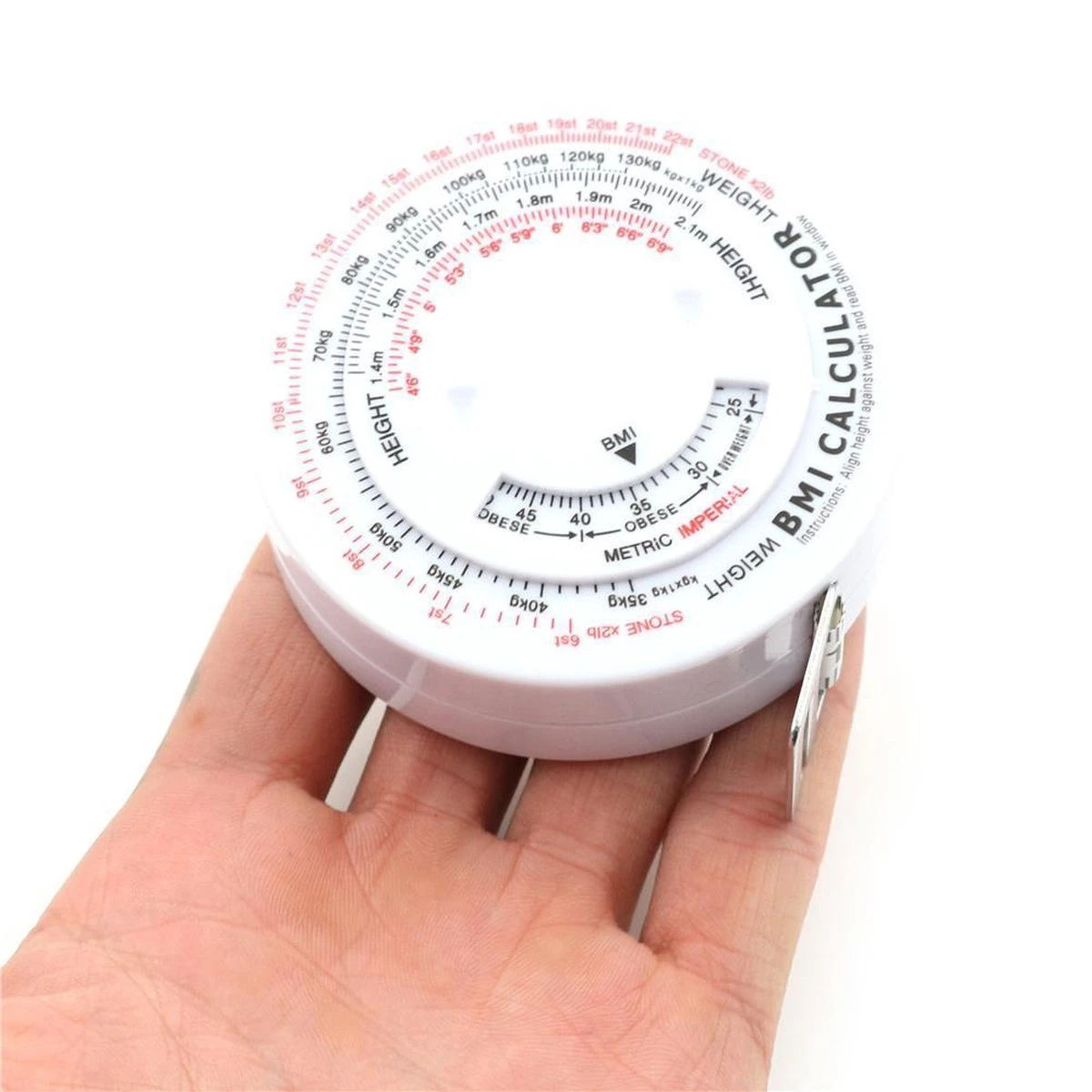 Merkloos Omvang Meetlint Met BMI Meter - Bereken Eenvoudig Uw Body Mass Index - Alternatief Voor Huidplooimeter / Vetmeter - Hulpmiddel Bij Afvallen - Wit 2 Merkloos Omvang Meetlint Met BMI Meter - Bereken Eenvoudig Uw Body Mass Index - Alternatief Voor Huidplooimeter / Vetmeter - Hulpmiddel Bij Afvallen - Wit - Afbeelding 2