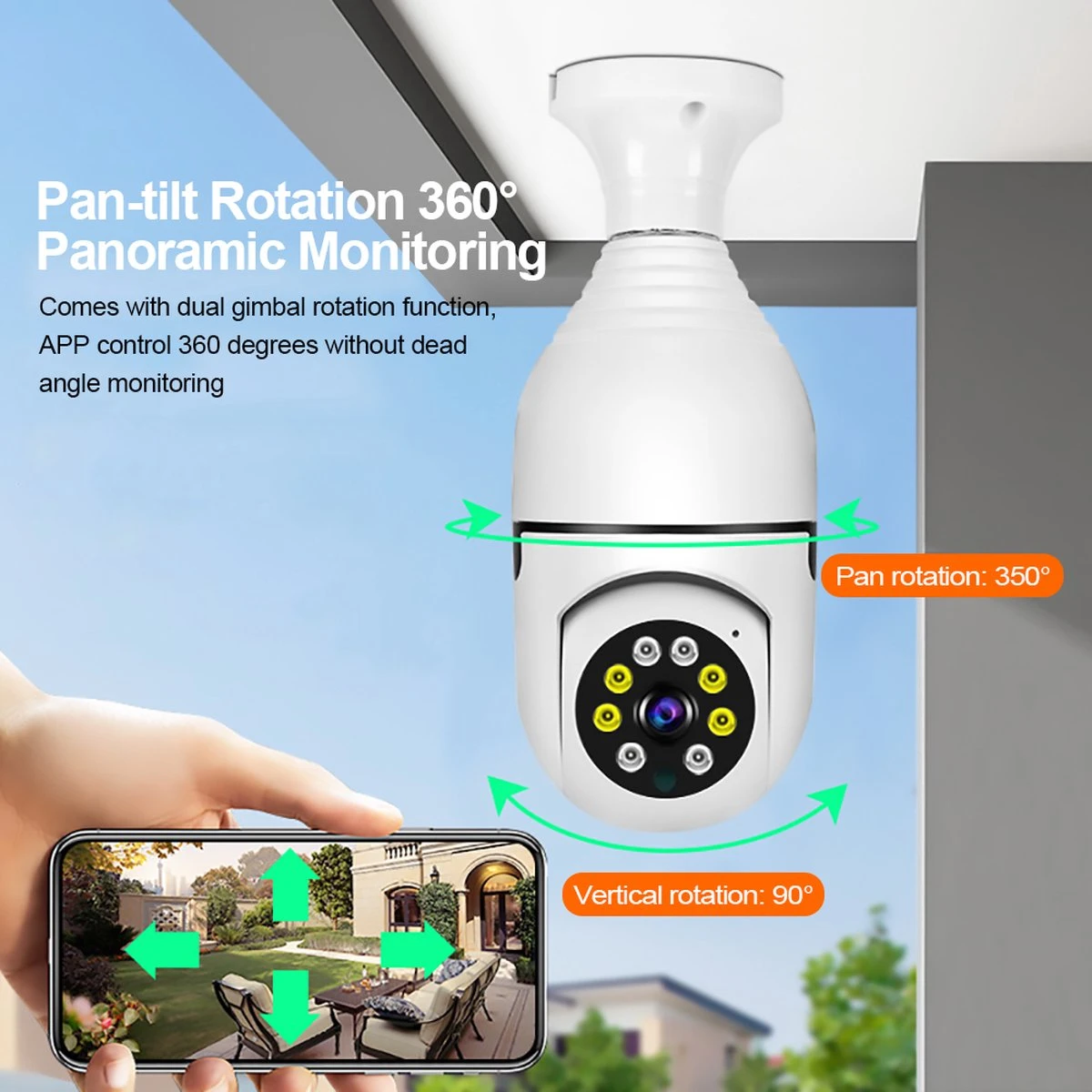 PuroTech Beveiligingscamera - IP Camera - E27 Dikke Fitting- Spy Camera - 2-Weg Audio - Beweeg En Geluidsdetectie - Nachtvisie - Draadloos - Huisdiercamera - Opslag In Cloud & App - Lamp Camera - 360 Graden Panoramisch 2 PuroTech Beveiligingscamera - IP Camera - E27 Dikke Fitting- Spy Camera - 2-Weg Audio - Beweeg En Geluidsdetectie - Nachtvisie - Draadloos - Huisdiercamera - Opslag In Cloud & App - Lamp Camera - 360 Graden Panoramisch - Afbeelding 2