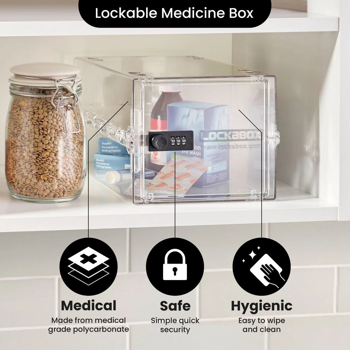 Lockabox One™ Afsluitbare Medicijnkast - Opbergbox Met Cijferslot - Kristal 8 Lockabox One™ Afsluitbare Medicijnkast - Opbergbox Met Cijferslot - Kristal - Afbeelding 8