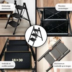 Buxibo - Keukentrapje/Vouwladder - Keukenopstapje - Opvouwbare Ladderkruk - Trapladder - Anti-Slip - Metaal - Zwart -Makita || Merkloos || Stanley Verkoopwinkel 1200x1200 290