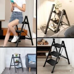 Buxibo - Keukentrapje/Vouwladder - Keukenopstapje - Opvouwbare Ladderkruk - Trapladder - Anti-Slip - Metaal - Zwart -Makita || Merkloos || Stanley Verkoopwinkel 1200x1200 291