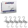 AWEMOZ® Magnetische Ophanghaakjes Zelfklevend - 10 Stuks - Ophanghaken - 15 KG Trekkracht - Zilver