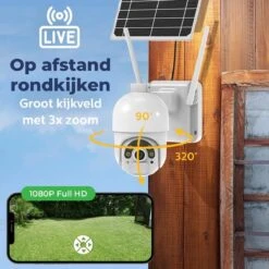 Outdoor Dome - Draadloze Beveiligingscamera Voor Buiten Op Zonne-energie - Incl. Zonnepaneel - Solar Powered Smart Alarm PTZ Security Camera - Wit -Makita || Merkloos || Stanley Verkoopwinkel 1200x1200 3093